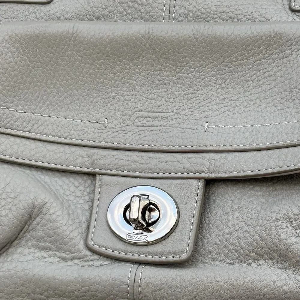 Coach Penelope Gray Soft Pebbled Leather Carryall Satchel Bag Preowned Worn
